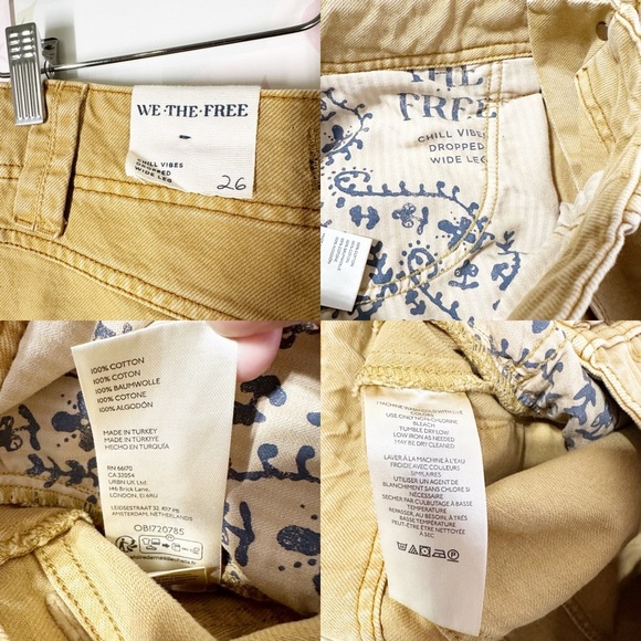NEW Free People We The Free Chill Vibes Dropped Wide Leg Khaki Scout Jeans 26 - Picture 14 of 14